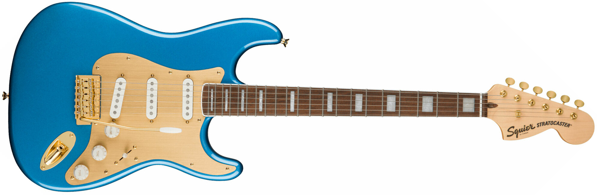 Squier Strat 40th Anniversary Gold Edition Lau - Lake Placid Blue - E-Gitarre in Str-Form - Main picture
