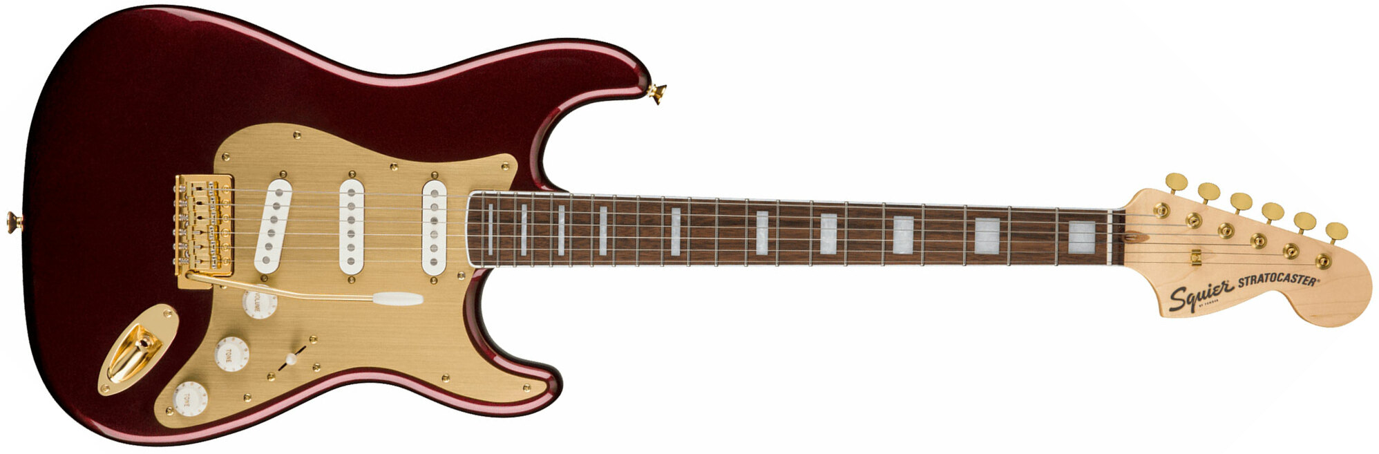 Squier Strat 40th Anniversary Gold Edition Lau - Ruby Red Metallic - E-Gitarre in Str-Form - Main picture