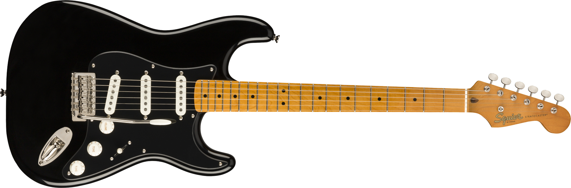 Squier Strat '50s Classic Vibe Fsr Ltd 2020mn - Black With Black Pickguard - E-Gitarre in Str-Form - Main picture
