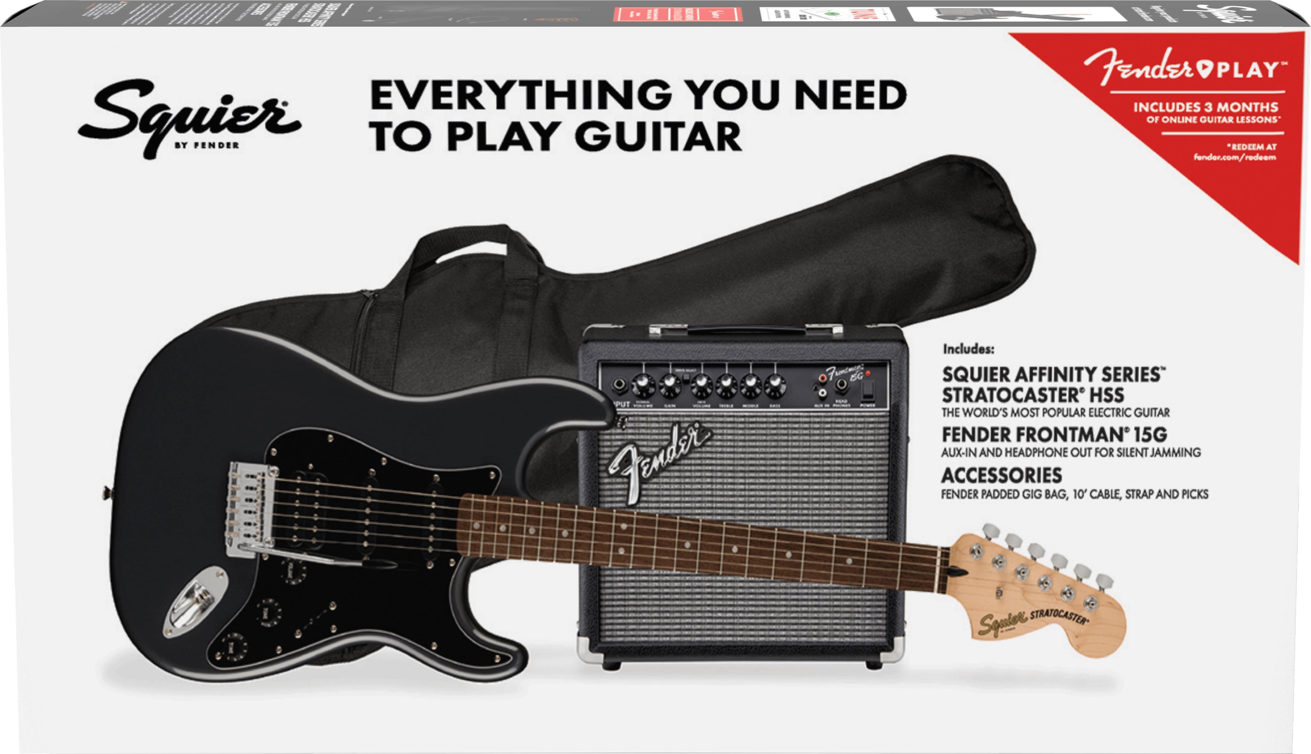 E-gitarre set Squier Strat Affinity HSS Pack - Charcoal frost metallic