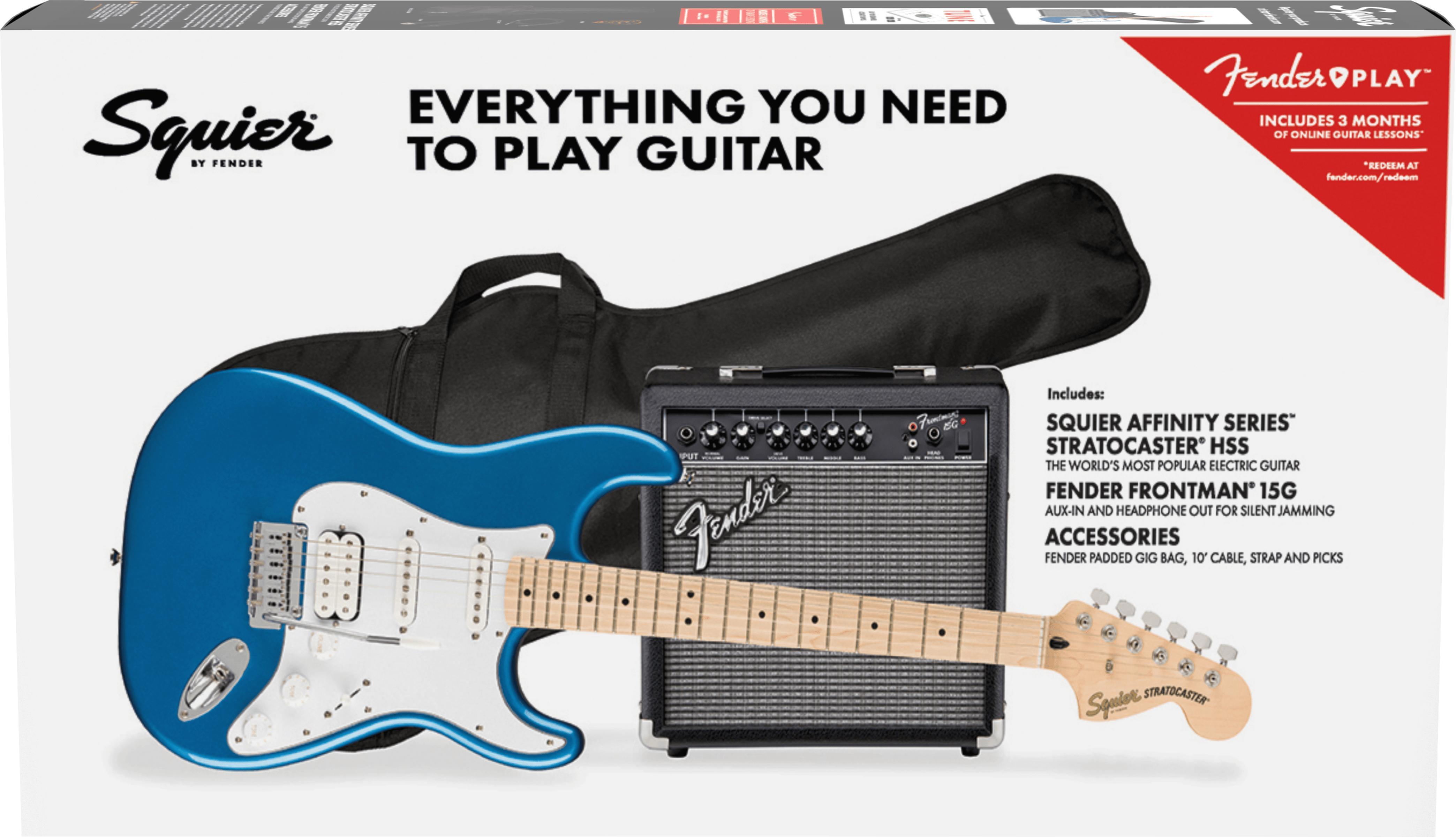 E-gitarre set Squier Strat Affinity HSS Pack - Lake placid blue