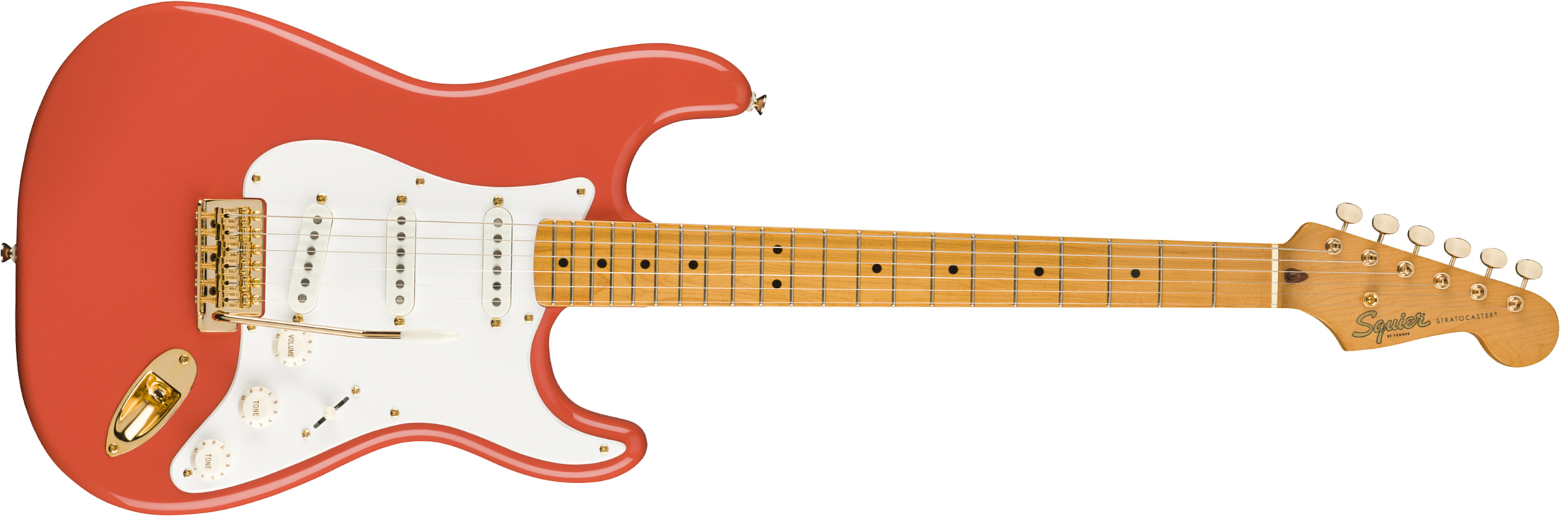 Squier Strat Classic Vibe '50s Fsr Ltd Mn - Fiesta Red With Gold Hardware - E-Gitarre in Str-Form - Main picture