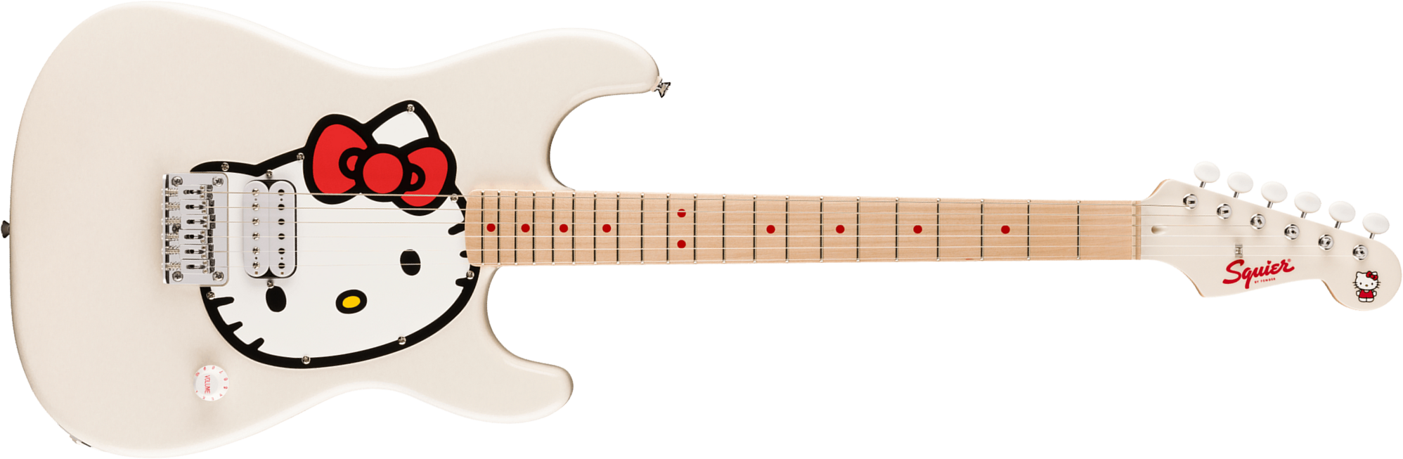 Squier Strat Fender X Hello Kitty 1h Ht Mn - White - E-Gitarre in Str-Form - Main picture
