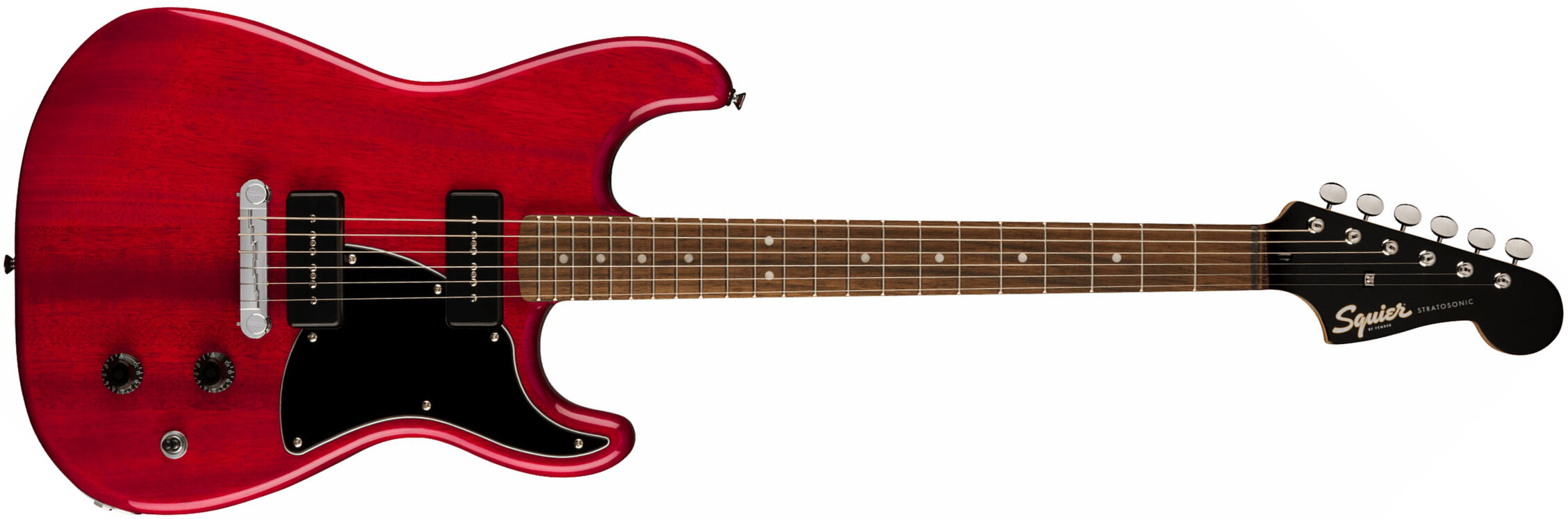 Squier Strat-o-sonic Paranormal 2s P90 Ht Lau - Crimson Red Transparent - E-Gitarre in Str-Form - Main picture