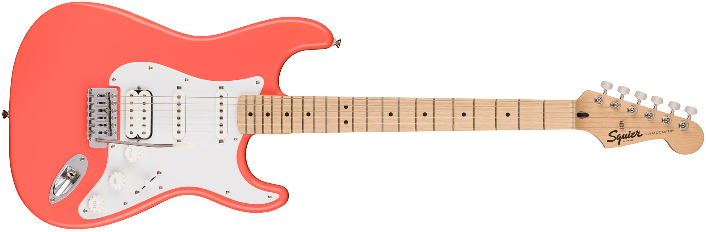 Squier Strat Sonic Hss Trem Mn - Tahitian Coral - E-Gitarre in Str-Form - Main picture