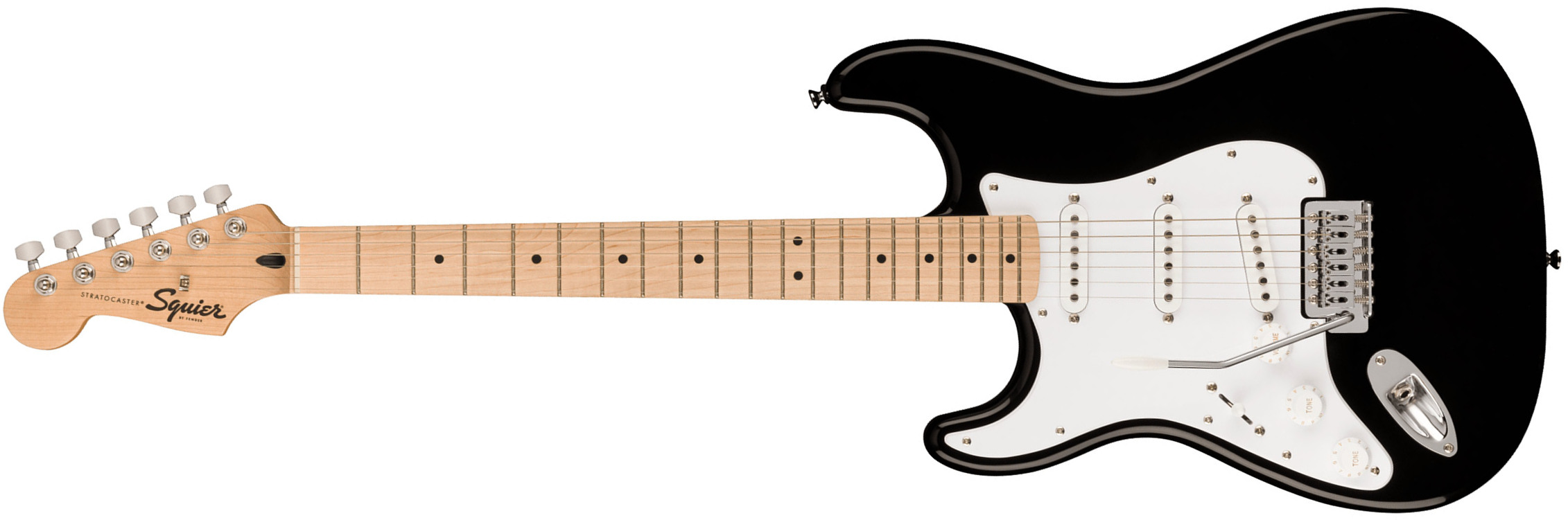 Squier Strat Sonic Lh Gaucher 3s Trem Mn - Black - E-Gitarre für Linkshänder - Main picture
