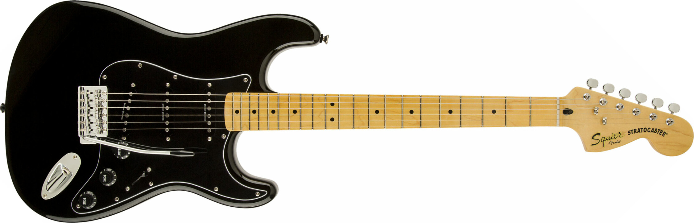 Squier Strat Vintage Modified '70s Mn - Black - E-Gitarre in Str-Form - Main picture