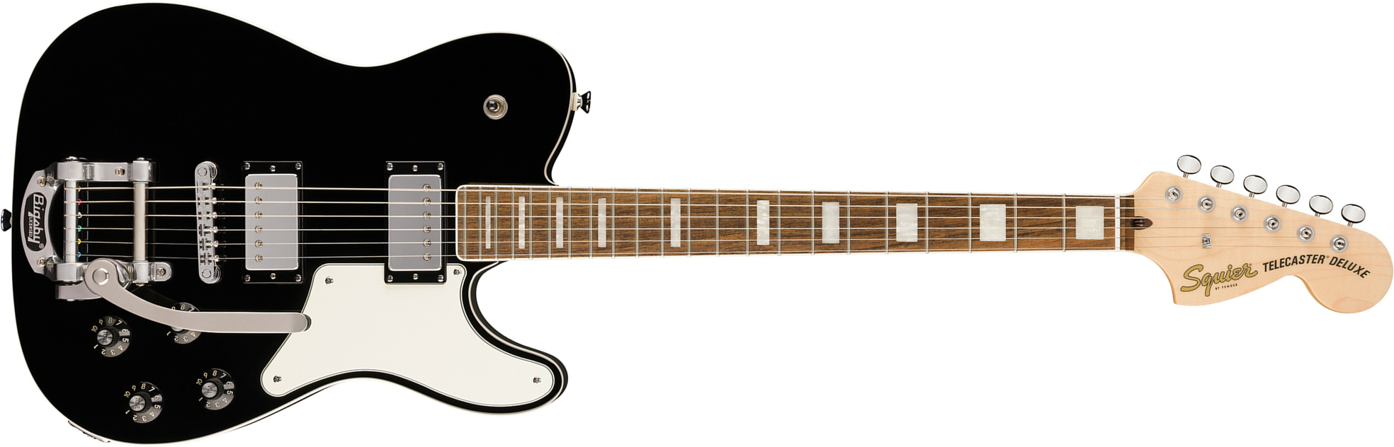 Squier Tele Deluxe Troublemaker Bigsby Paranormal Paranormal 2h Trem Lau - Black - E-Gitarre in Teleform - Main picture