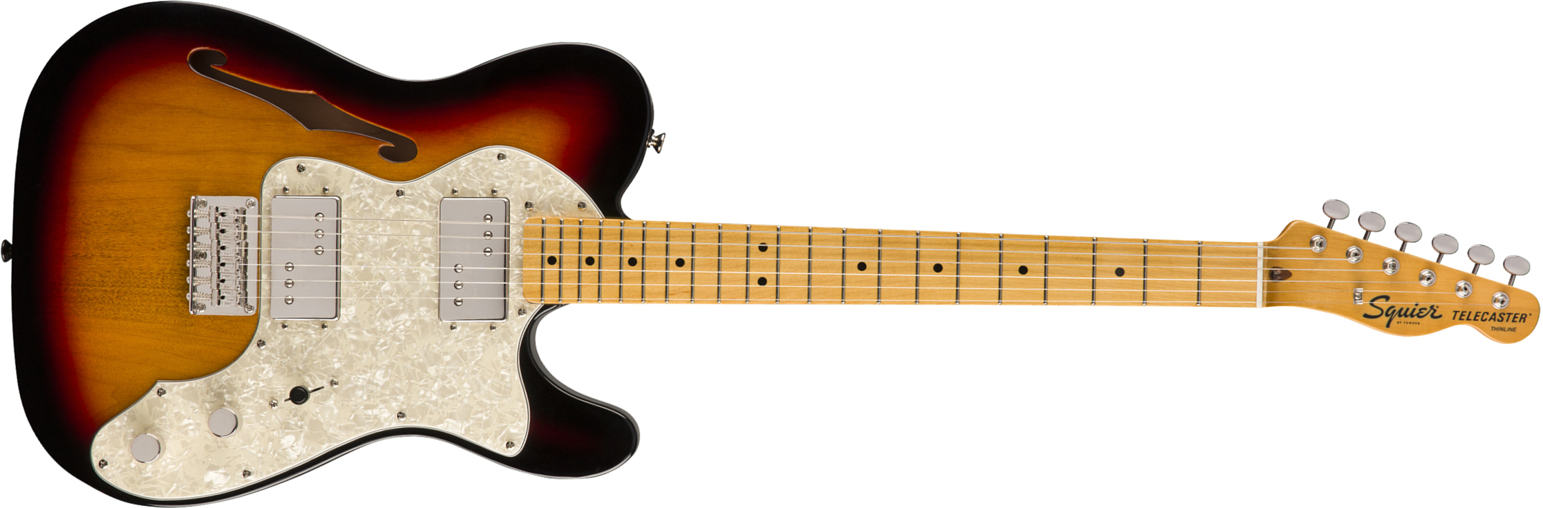 Squier Tele Thinline Classic Vibe 70s 2019 Hh Mn - 3-color Sunburst - Semi-Hollow E-Gitarre - Main picture