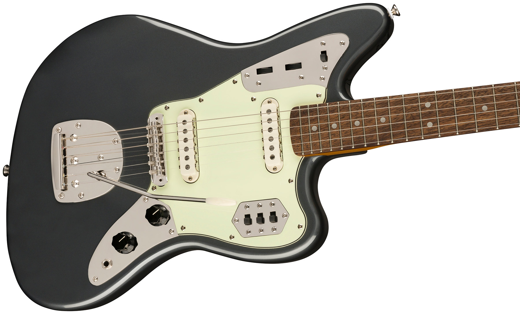 Squier Jaguar 60s Classic Vibe Fsr Ltd 2s Trem Lau - Charcoal Frost Metallic - Retro-Rock-E-Gitarre - Variation 2
