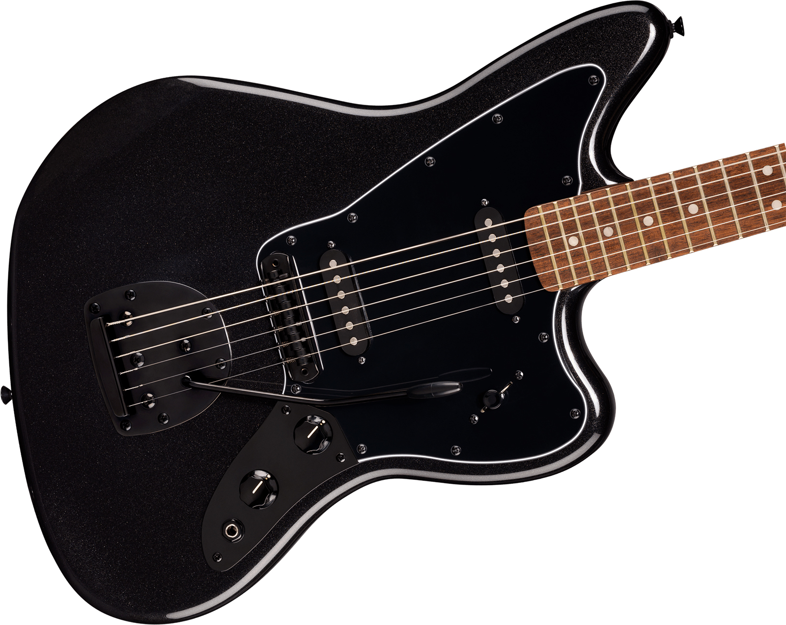Squier Jaguar Affinity Fsr Shsc 2s Trem Lau - Metallic Black - Retro-Rock-E-Gitarre - Variation 2