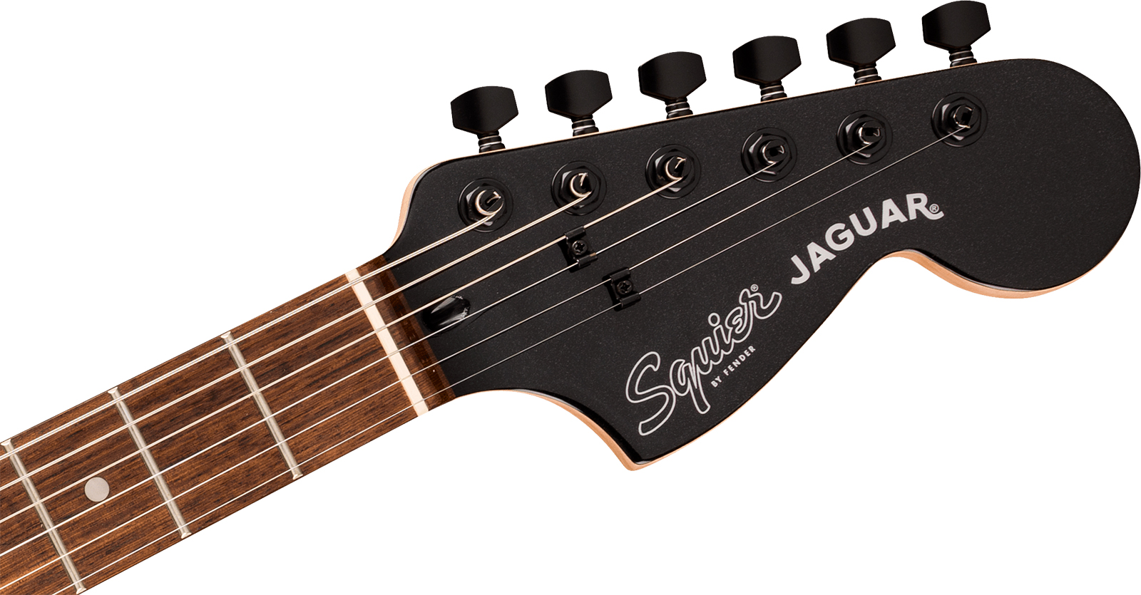 Squier Jaguar Affinity Fsr Shsc 2s Trem Lau - Metallic Black - Retro-Rock-E-Gitarre - Variation 3