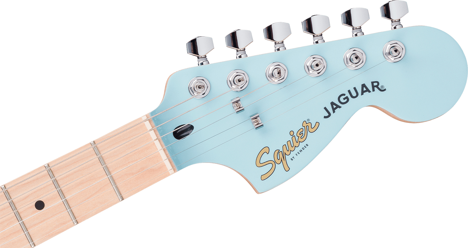 Squier Jaguar Affinity Fsr Shsc 2s Trem Mn - Daphne Blue - Retro-Rock-E-Gitarre - Variation 4