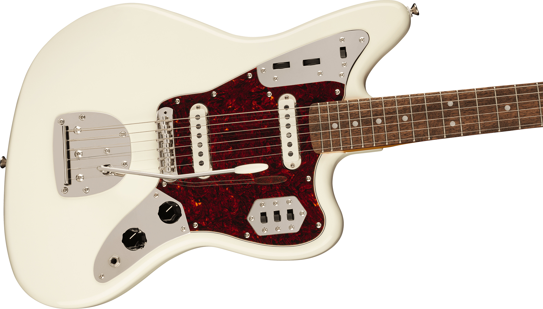 Squier Jaguar Classic Vibe 60s Fsr Ltd Lau - Olympic White With Matching Headstock - Retro-Rock-E-Gitarre - Variation 2