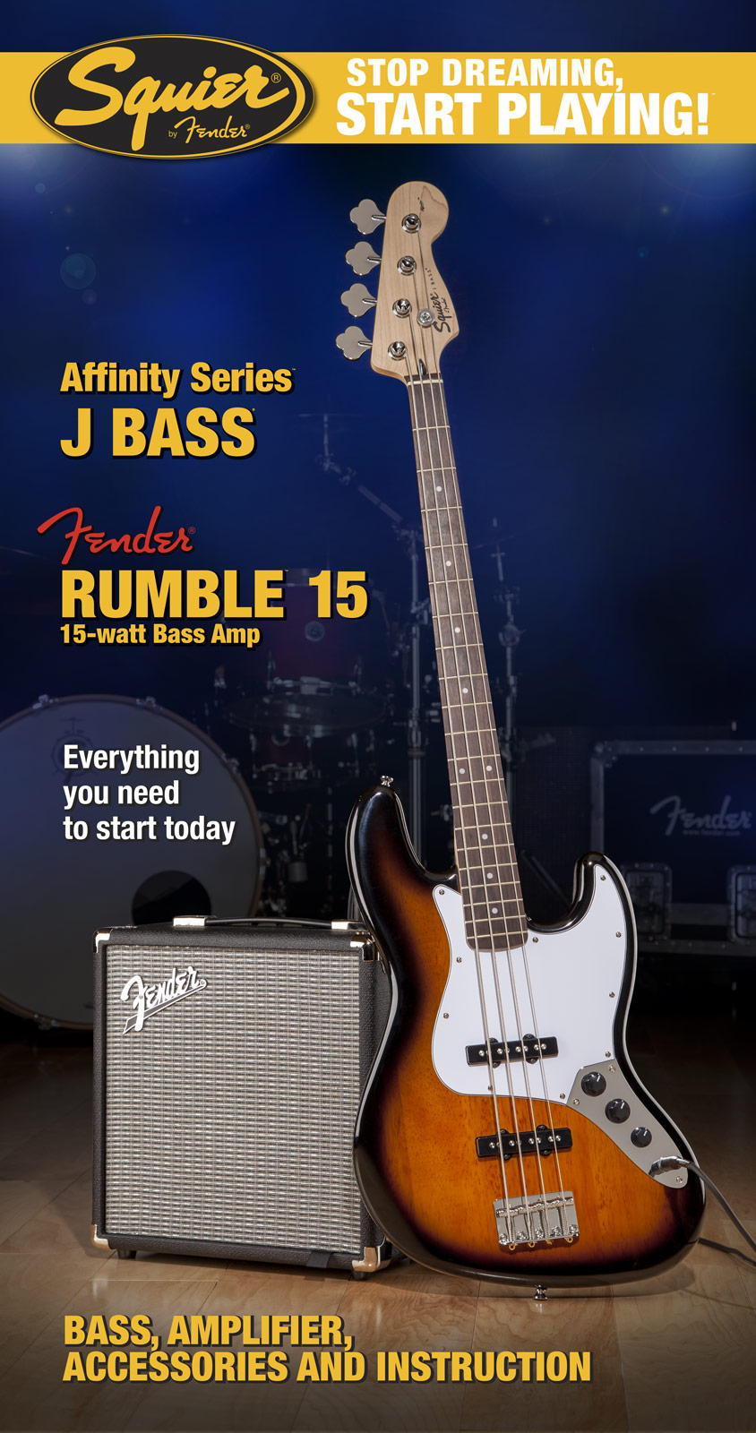 Squier Jazz Bass Affinity With Fender Rumble 15 Set - E-Bass Set - Variation 1