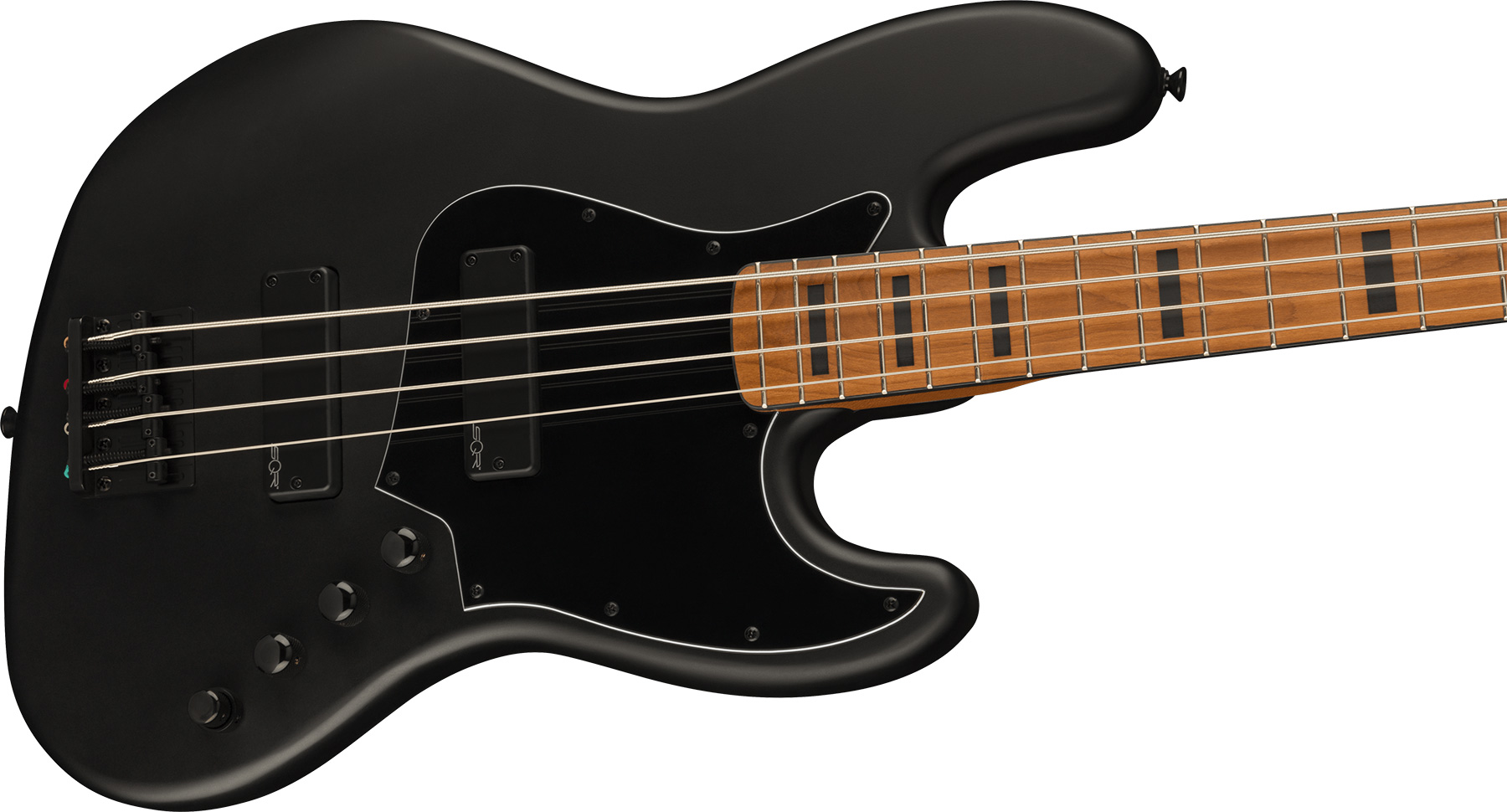Squier Jazz Bass Contemporary Active Hh Black Pickguard Fsr Mn - Flat Black - Solidbody E-bass - Variation 2