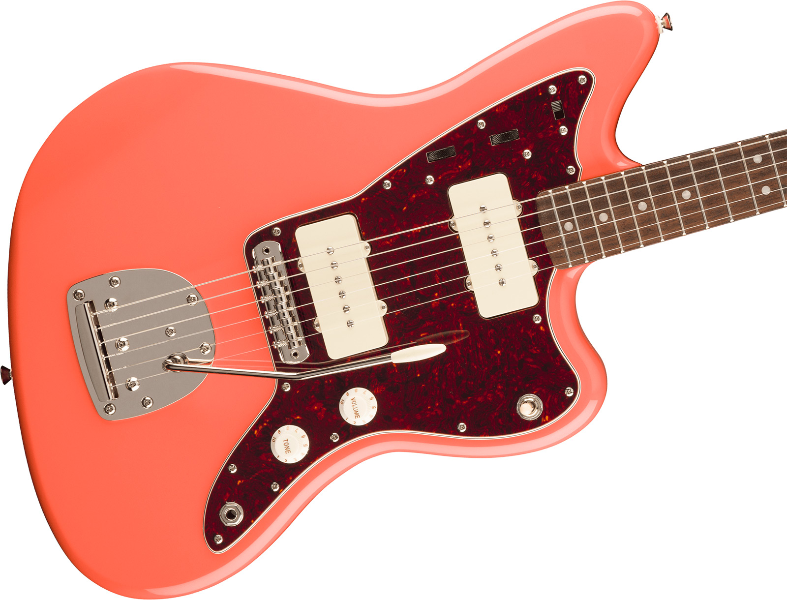 Squier Jazzmaster 60s Classic Vibe 2s Trem Lau - Tahitian Coral - Retro-Rock-E-Gitarre - Variation 2