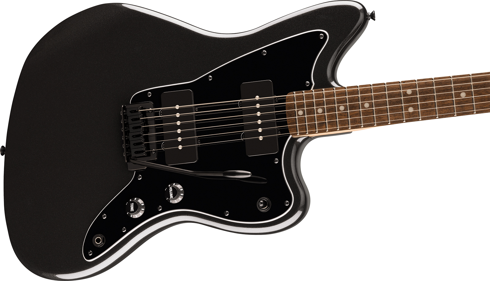 Squier Jazzmaster Affinity Fsr Ltd 2s Trem Lau - Metallic Black - Retro-Rock-E-Gitarre - Variation 2