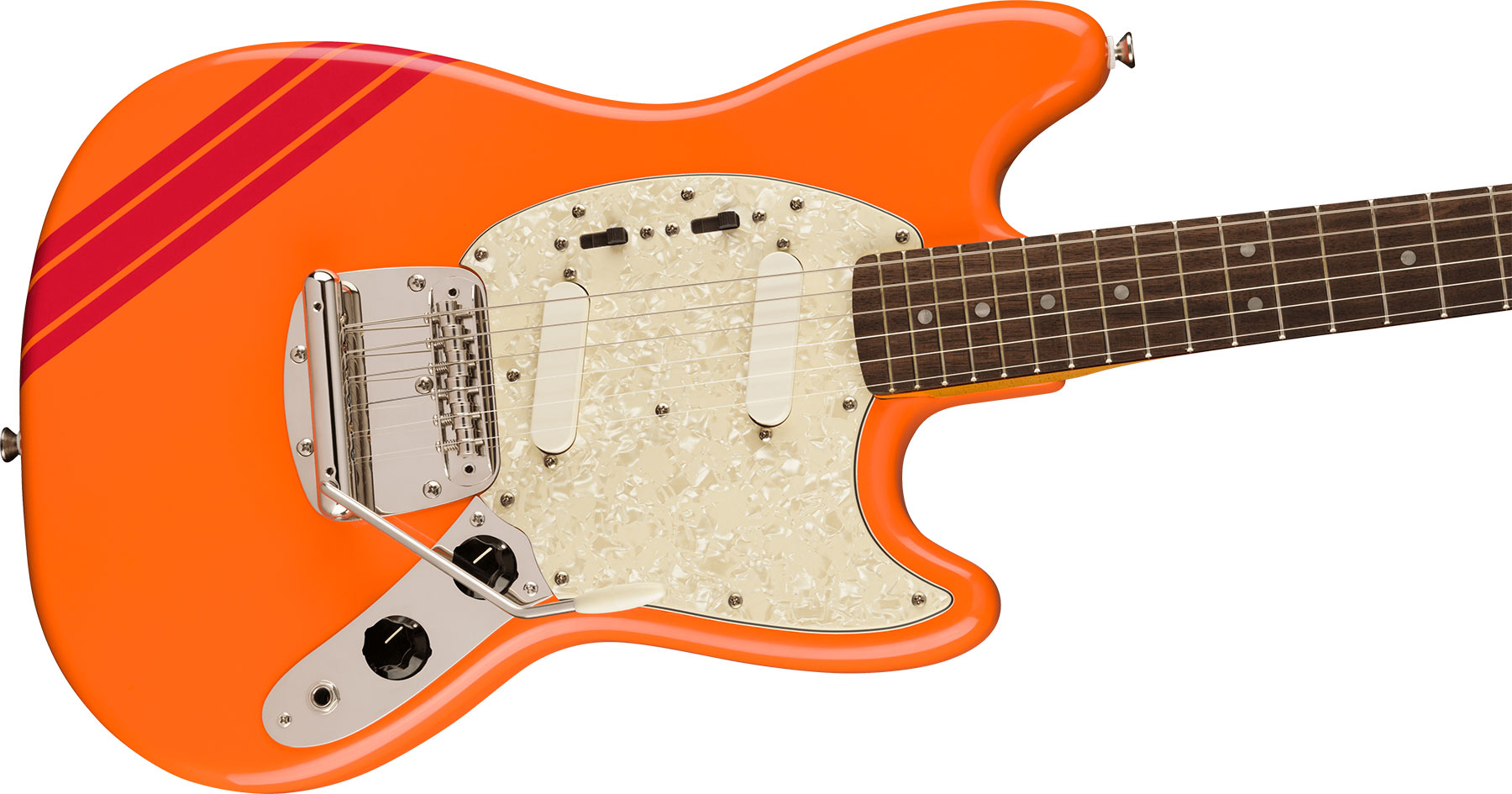 Squier Mustang  Classic Vibe 60s Competition Fsr Ltd Lau - Capri Orange W/ Dakota Red Stripes - E-Gitarre in Str-Form - Variation 2