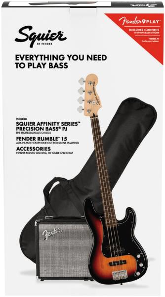 E-bass set Squier Affinity Series Precision Bass PJ Pack - 3-color sunburst