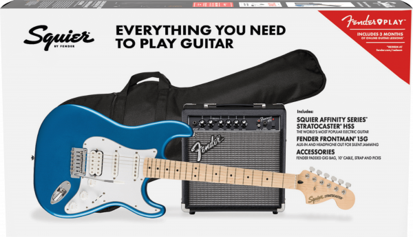 E-gitarre set Squier Strat Affinity HSS Pack - Lake placid blue