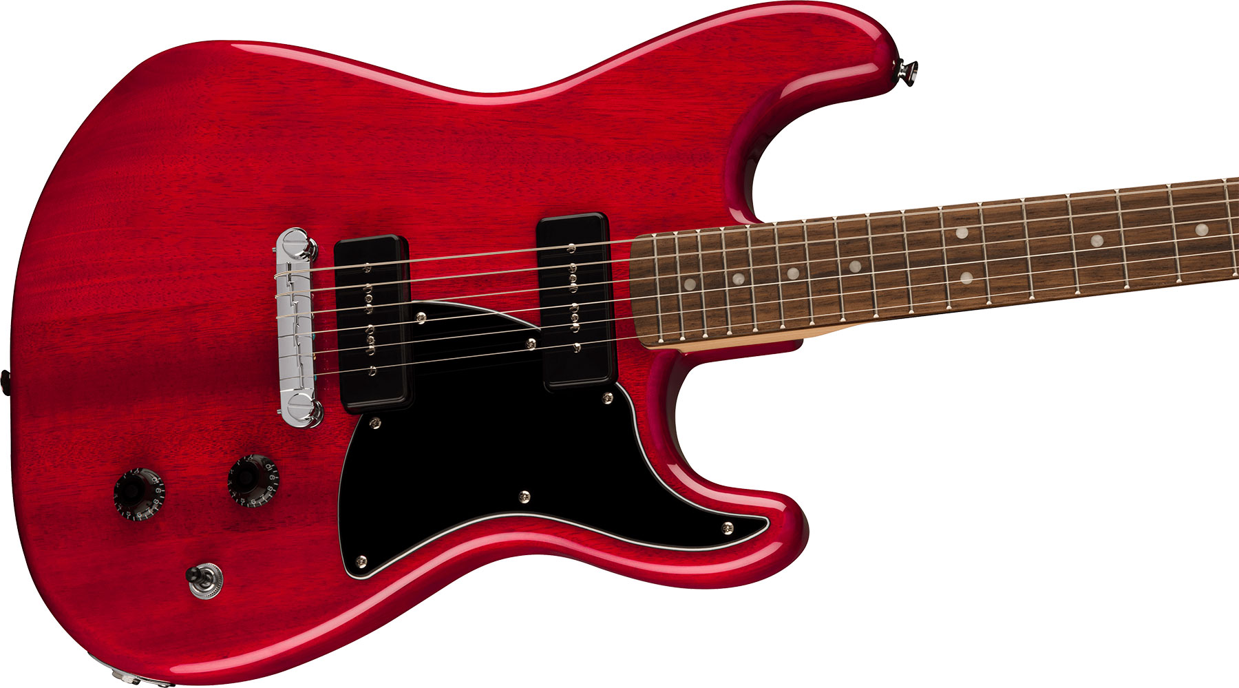 Squier Strat-o-sonic Paranormal 2s P90 Ht Lau - Crimson Red Transparent - E-Gitarre in Str-Form - Variation 2