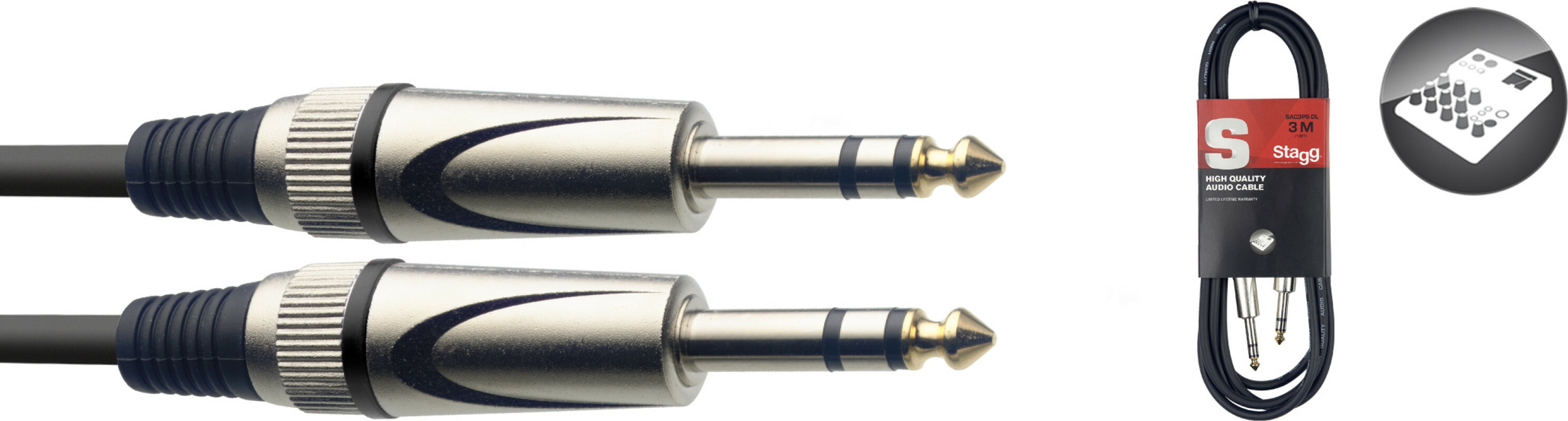 Stagg Sac3ps Dl Cable Audio Jckm Stereo Dlx 3m - Kabel - Main picture