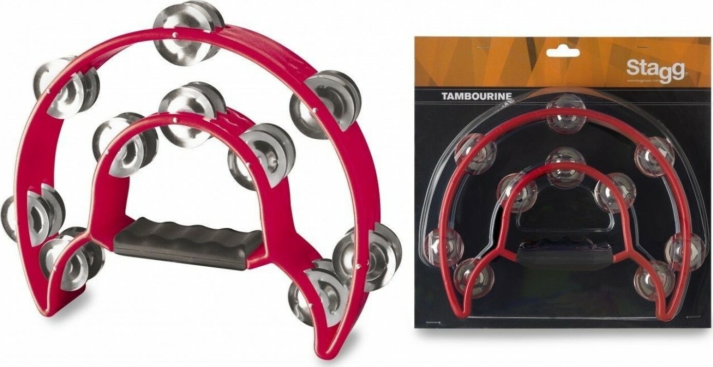 Stagg Tab-1 Rd Tambourin En Plastique Avec 20 Cymbalettes Rouge - Schlagzeug schütteln - Main picture