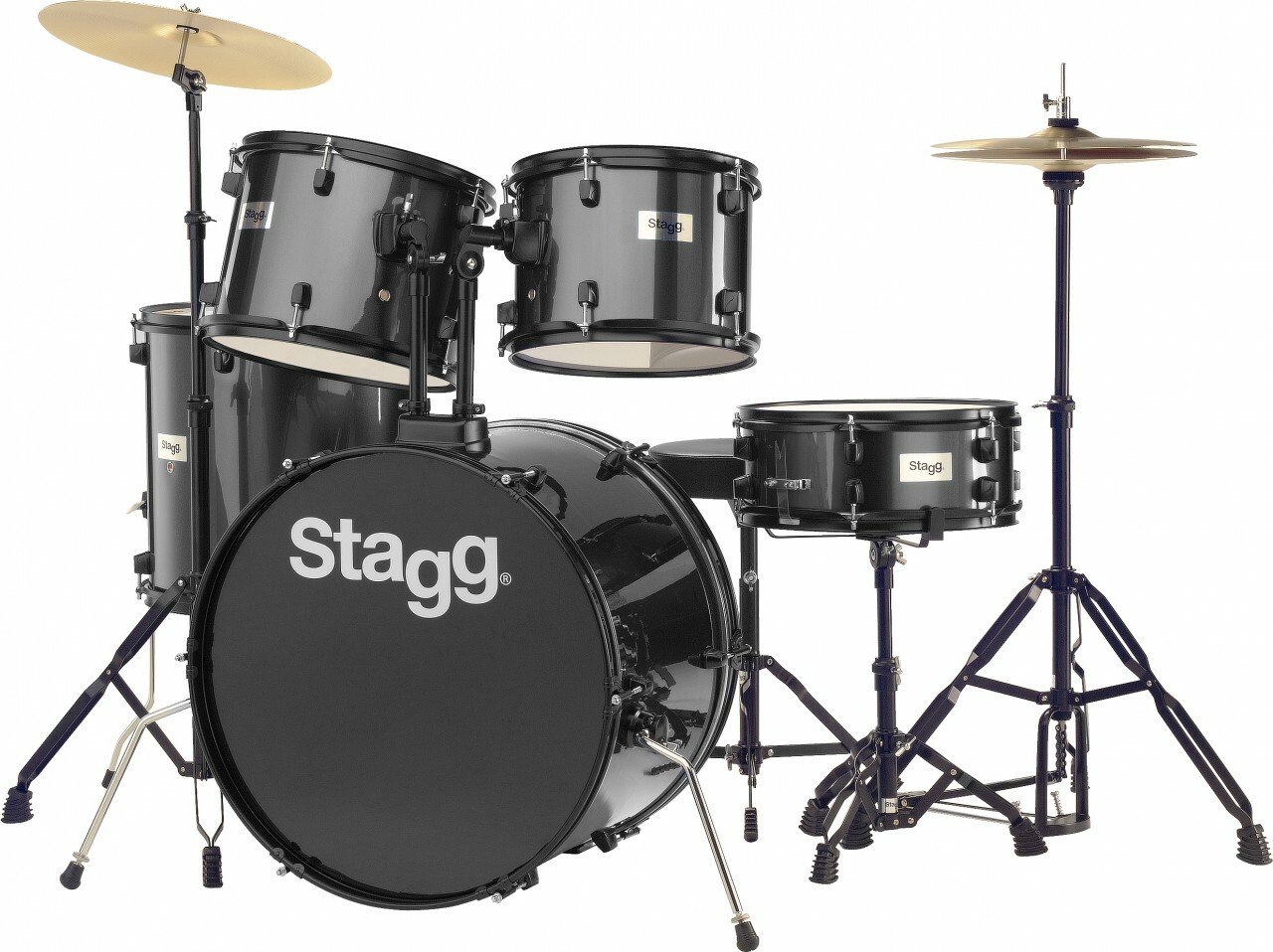 Stagg Tim122b + Hardware + Cymbales - 5 FÛts - Noir - Standard Akustik Schlagzeug - Main picture