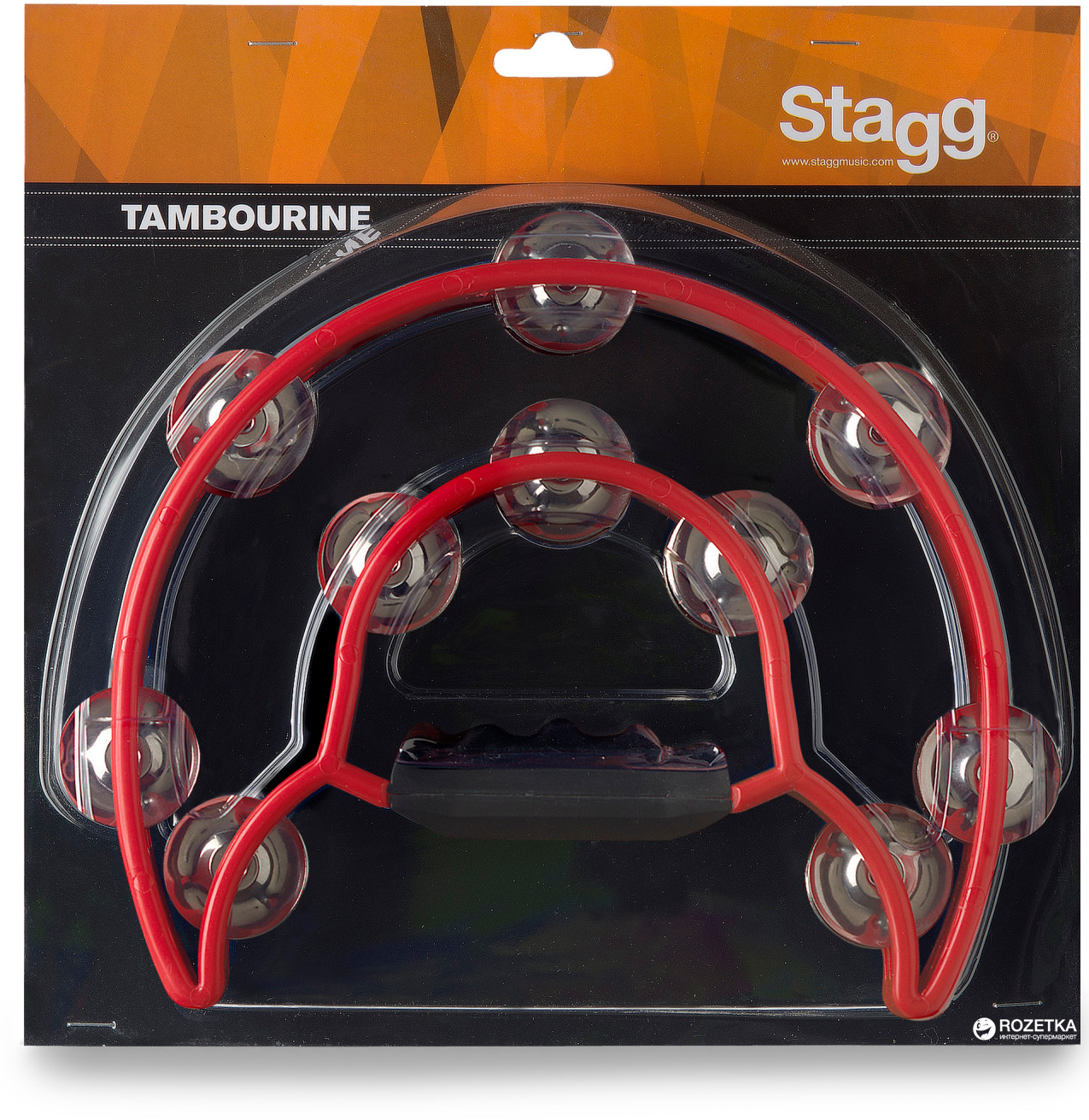 Stagg Tab-1 Rd Tambourin En Plastique Avec 20 Cymbalettes Rouge - Schlagzeug schütteln - Variation 1