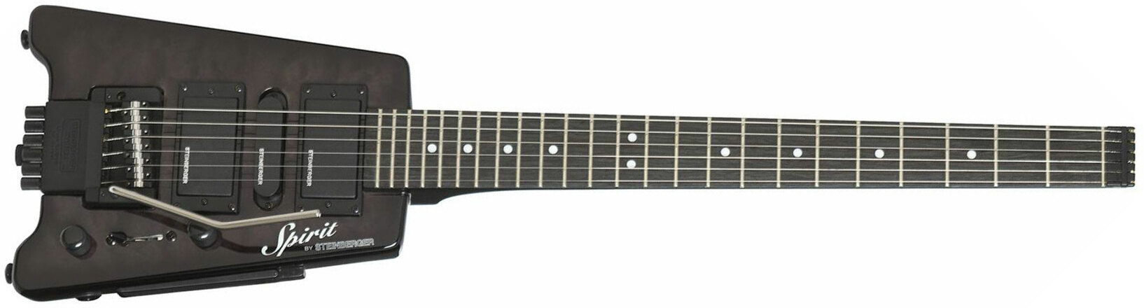 Steinberger Gt-pro Deluxe Quilt Top Outfit Hsh Trem Rw +housse - Trans Black - Elektrische Reisegitarre - Main picture