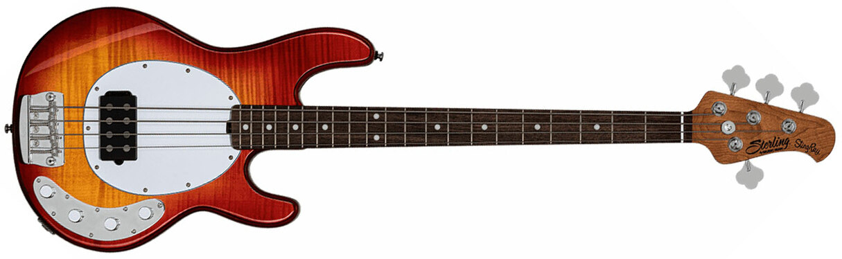 Sterling By Musicman Stingray Ray34fm H Active Rw - Heritage Cherry Burst - Solidbody E-bass - Main picture