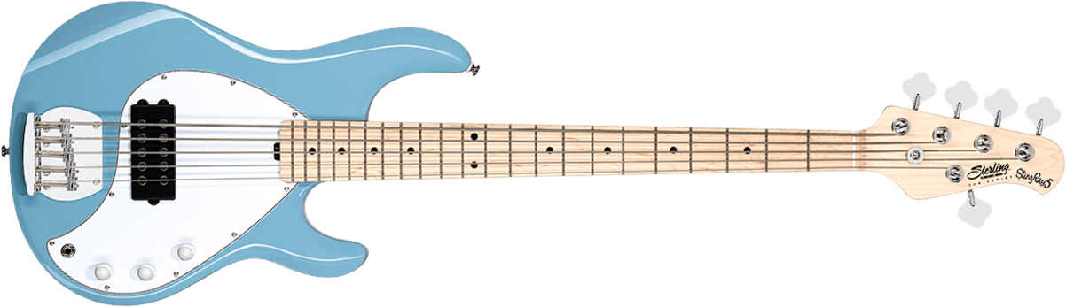 Sterling By Musicman Stingray Ray5h 5c Active Mn - Chopper Blue - Solidbody E-bass - Main picture