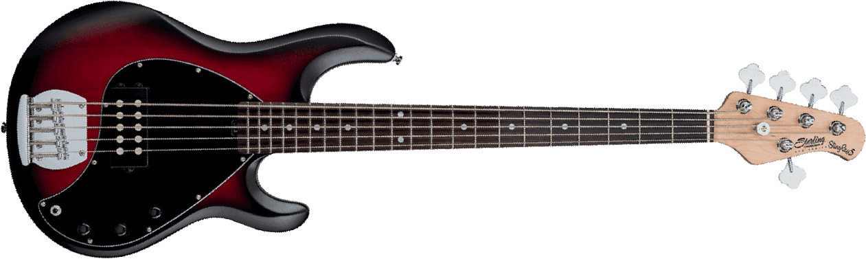 Sterling By Musicman Sub Ray5 5-cordes Active Jat - Red Ruby Burst Satin - Solidbody E-bass - Main picture