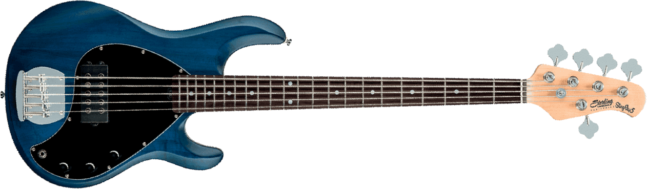 Sterling By Musicman Sub Ray5 5-cordes Active Jat - Trans Blue Satin - Solidbody E-bass - Main picture