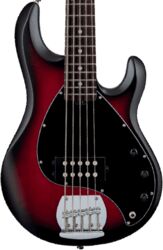 Solidbody e-bass Sterling by musicman SUB Ray5 (JAT) - Red ruby burst satin