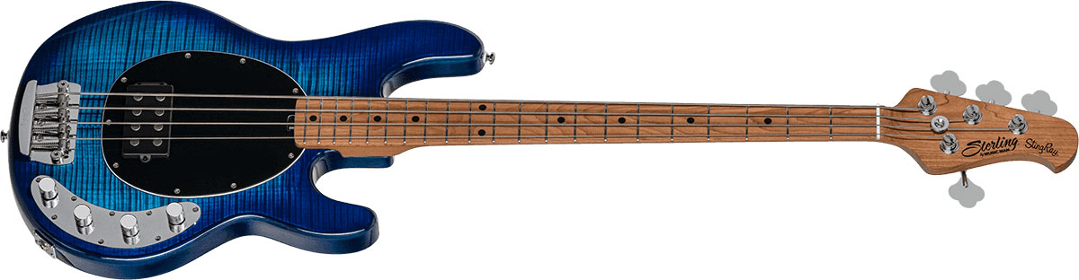 Sterling By Musicman Stingray Ray34fm H Active Mn - Neptune Blue - Solidbody E-bass - Variation 1