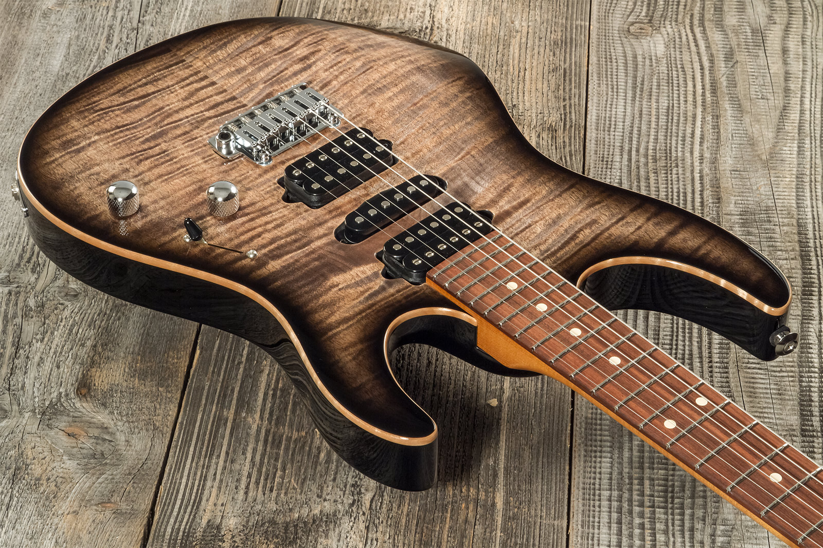 Suhr Modern Plus 01-mdp-0060 Hsh Trem Pf #72948 - Trans Charcoal Burst - E-Gitarre in Str-Form - Variation 1