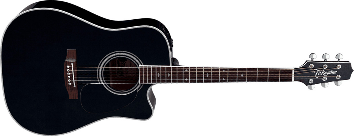 Takamine Ef341sc Legacy Dreadnought Cw Epicea Erable Ct4bii - Black - Elektroakustische Gitarre - Main picture