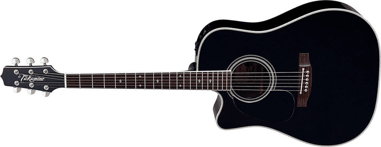 Takamine Ef341sclh Legacy Japan Dreadnought Cw Gaucher Epicea Erable Ct4bii - Black - Elektroakustische Gitarre - Main picture