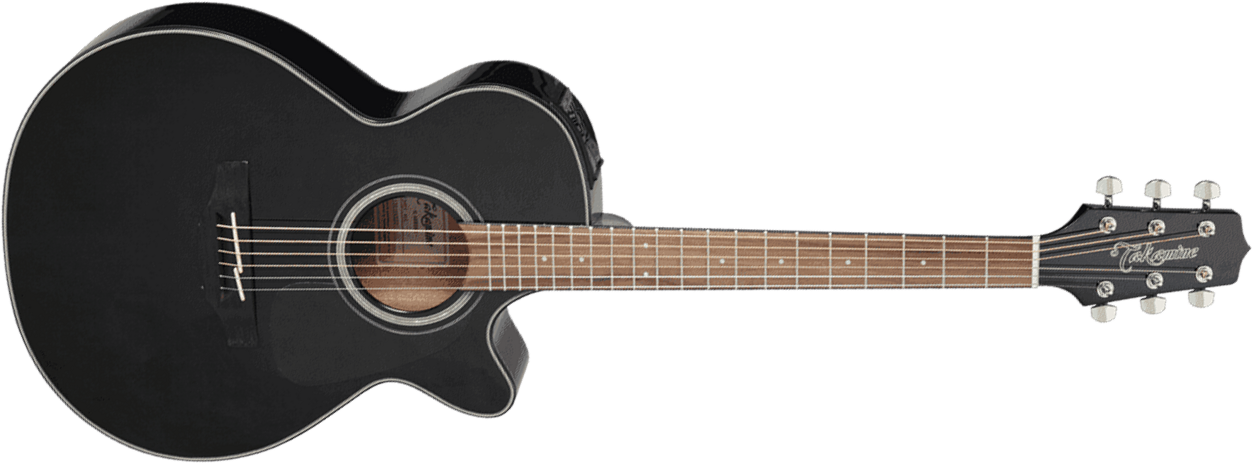 Takamine Gf30ce-blk Grand Concert Cw Epicea Palissandre - Black Gloss - Elektroakustische Gitarre - Main picture