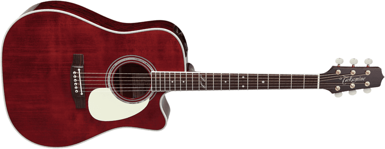 Takamine John Jorgenson Jj325src Jap Dreadnought Cw Epicea Bubinga - Red Satin Gloss - Elektroakustische Gitarre - Main picture