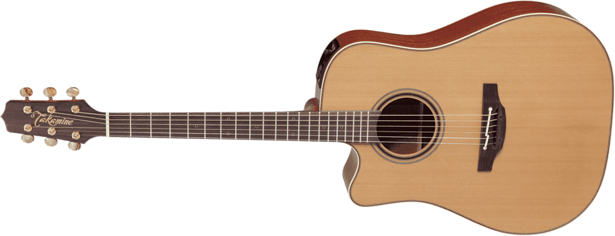 Takamine P3dclh Pro Japan Dreadnought Cw Gaucher Cedre Sapele - Natural Satin - Elektroakustische Gitarre - Main picture