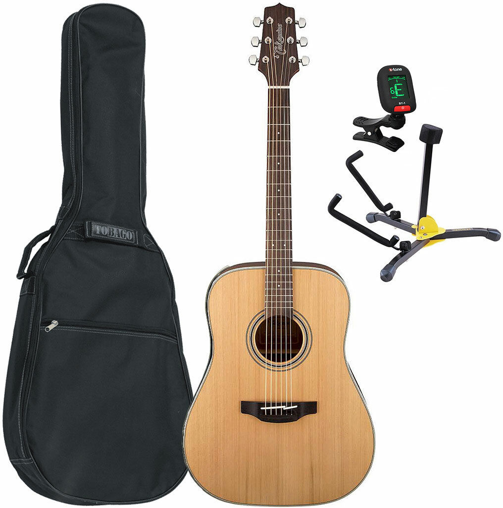 Takamine Pack Gd20-ns Dreadnought +housse Tobago Gb10f +accordeur +stand - Natural - Westerngitarre Set - Main picture