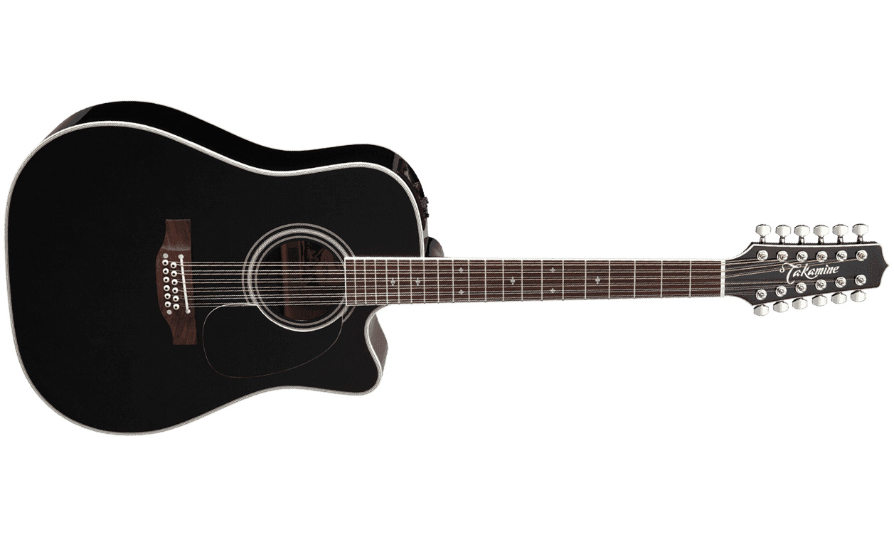 Takamine Ef381sc 12-string Legacy Dreadnought Cw 12-cordes Epicea Erable Ct4bii - Black - Elektroakustische Gitarre - Variation 1