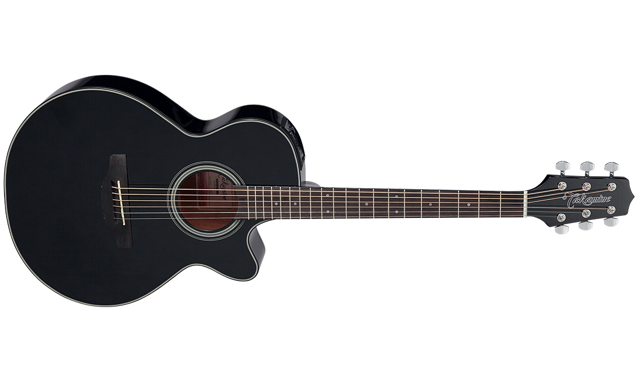 Takamine Gf15ce Blk Fxc Concert Cw Epicea Acajou Rw Tp-4t - Black Gloss - Elektroakustische Gitarre - Variation 1