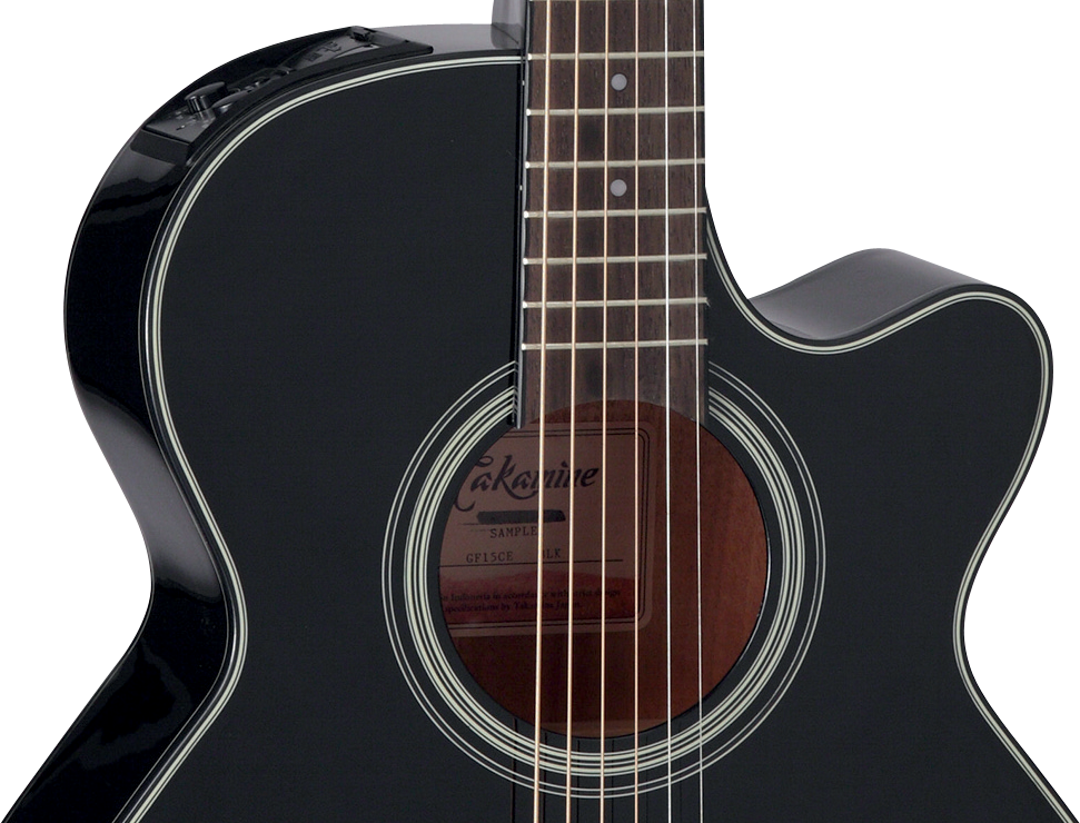 Takamine Gf15ce Blk Fxc Concert Cw Epicea Acajou Rw Tp-4t - Black Gloss - Elektroakustische Gitarre - Variation 2