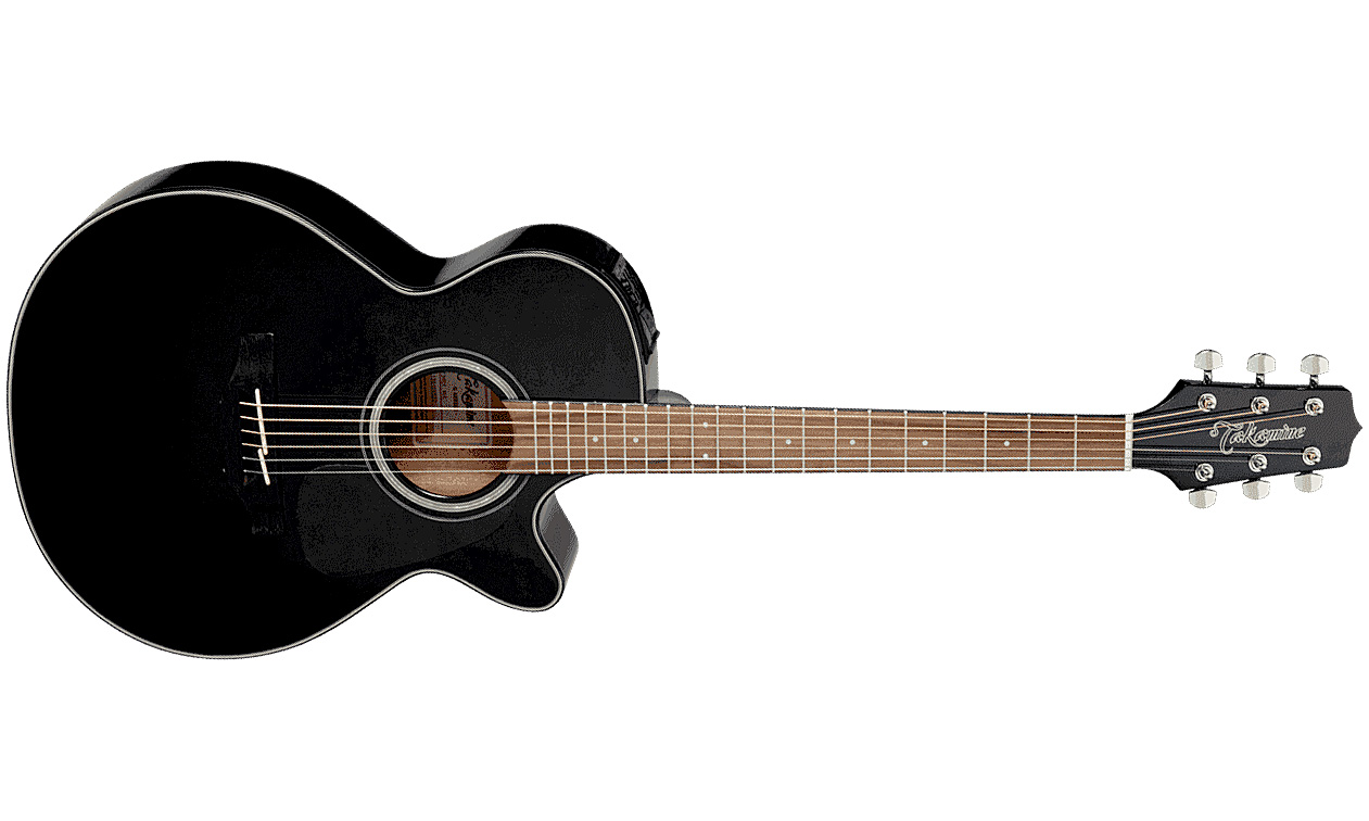 Takamine Gf30ce-blk Grand Concert Cw Epicea Palissandre - Black Gloss - Elektroakustische Gitarre - Variation 1