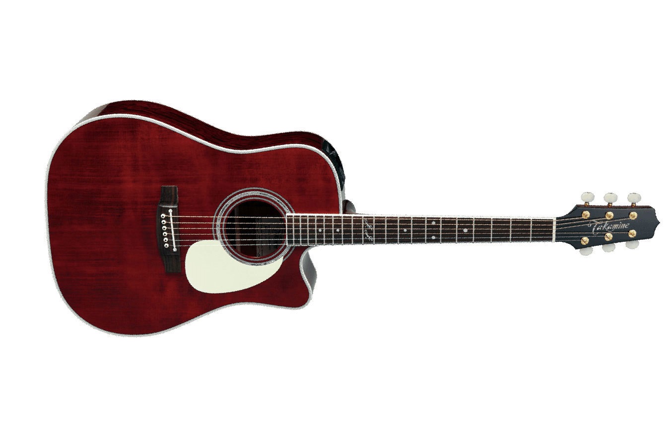 Takamine John Jorgenson Jj325src Jap Dreadnought Cw Epicea Bubinga - Red Satin Gloss - Elektroakustische Gitarre - Variation 1