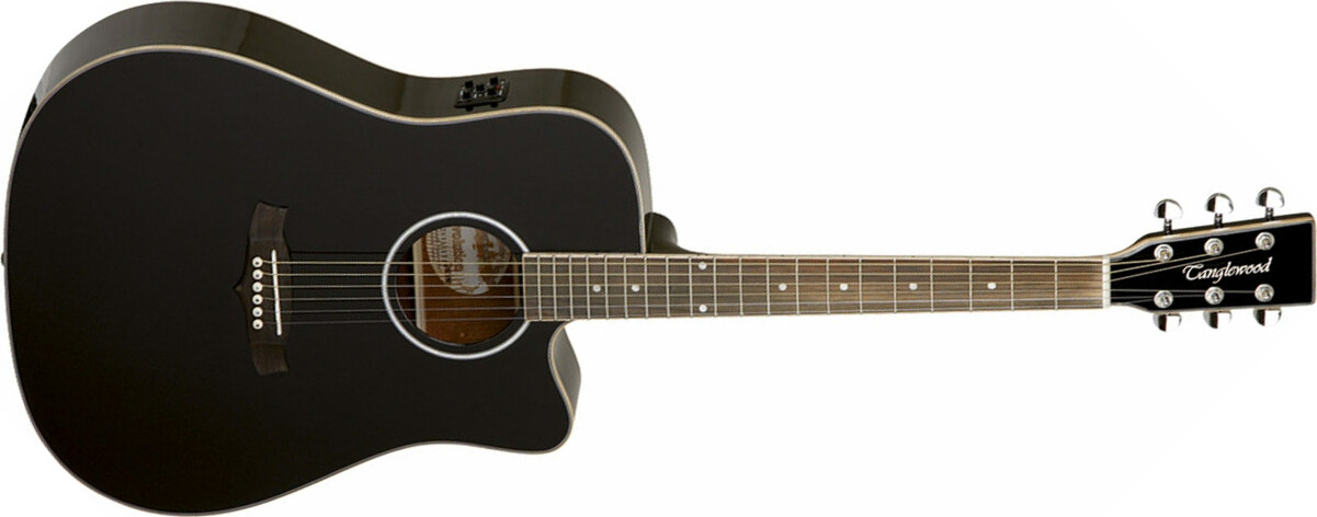 Tanglewood Tw28slbk Ce Evolution V Dreadnought Cw Cedre Acajou - Black - Elektroakustische Gitarre - Main picture